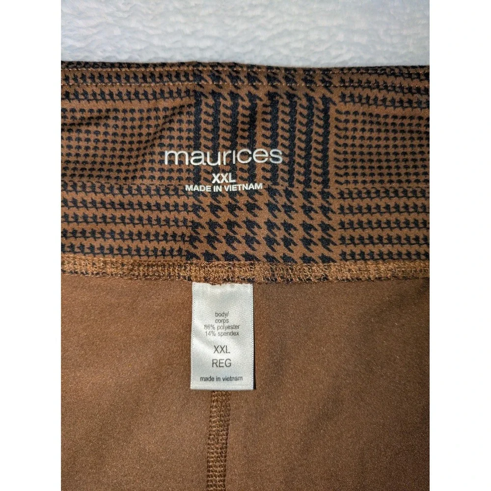 Brown Plaid Flared Leggings - Picture 5 of 7